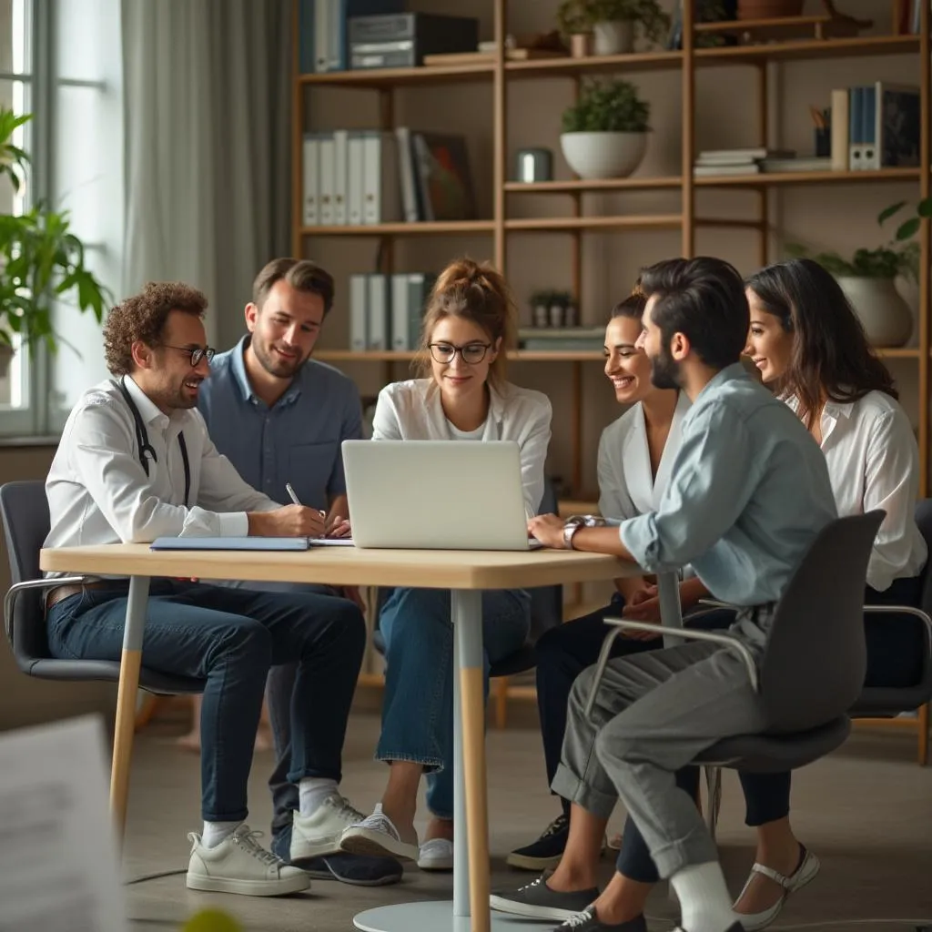 Team PsicoEvoluzione in un ambiente collaborativo e moderno